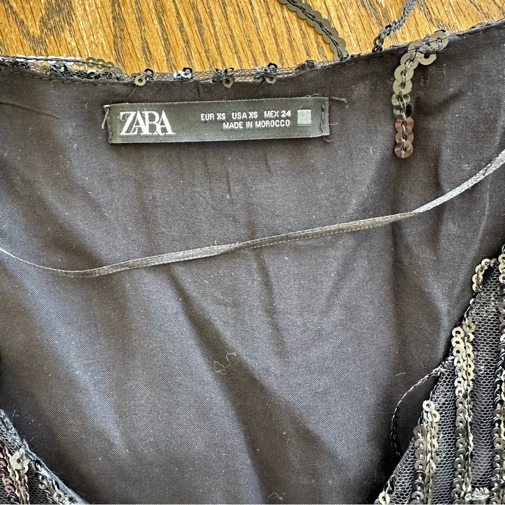 ZARA Dress Limited Edition Size XS Sequin Fringed Black Whimisgoth Witchy Grunge - Picture 6 of 12